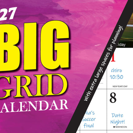 Big Grid - 2027 Rectangle Wall Calendar 13 Months Large Date Boxes Easy Planning image 1