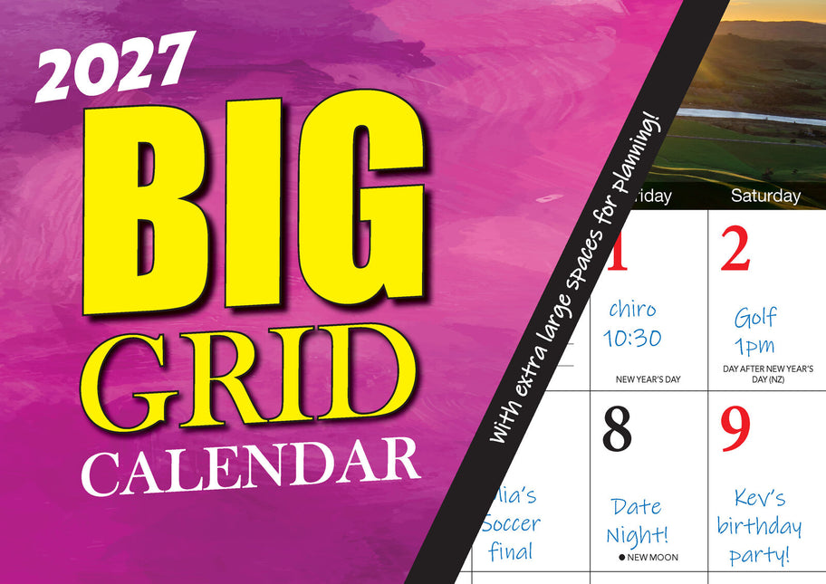 Big Grid - 2027 Rectangle Wall Calendar 13 Months Large Date Boxes Easy Planning image 1