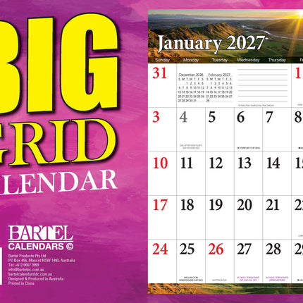 Big Grid - 2027 Rectangle Wall Calendar 13 Months Large Date Boxes Easy Planning image 2
