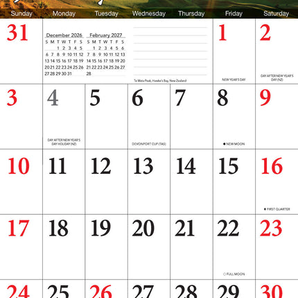 Big Grid - 2027 Rectangle Wall Calendar 13 Months Large Date Boxes Easy Planning image 3