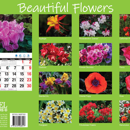Beautiful Flowers - 2027 Rectangle Wall Calendar 16 Months Floral Art Home Decor image 2