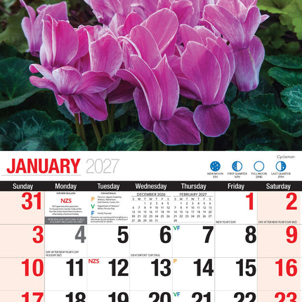 Beautiful Flowers - 2027 Rectangle Wall Calendar 16 Months Floral Art Home Decor image 3