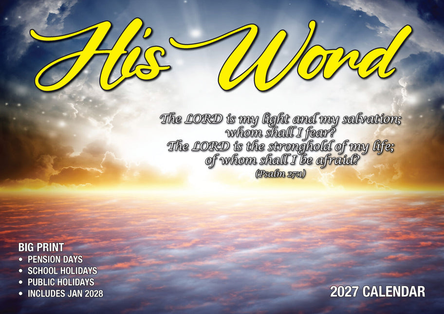 Psalms - 2027 Rectangle Wall Calendar 13 Months Inspirational Bible Verses Gift image 1