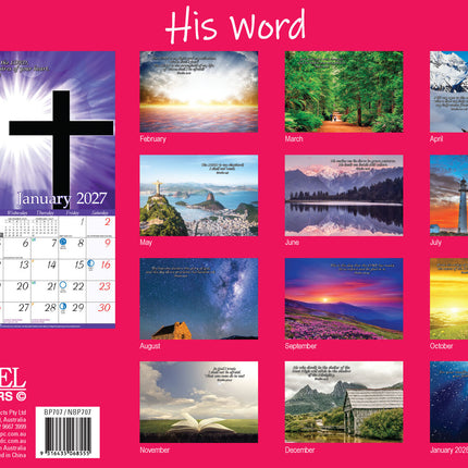 Psalms - 2027 Rectangle Wall Calendar 13 Months Inspirational Bible Verses Gift image 2