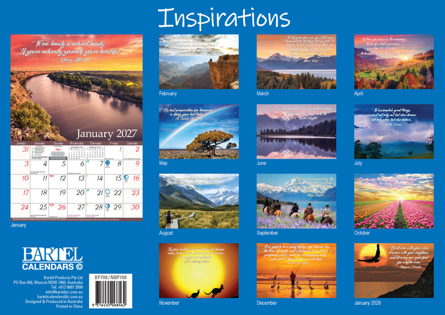 Inspirations - 2027 Rectangle Wall Calendar 13 Months Planner Xmas New Year Gift image 2