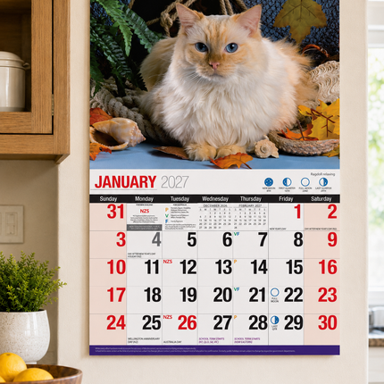 Cute Cats - 2027 Rectangle Wall Calendar 16 Months Planner Animal Pets Photos image 4