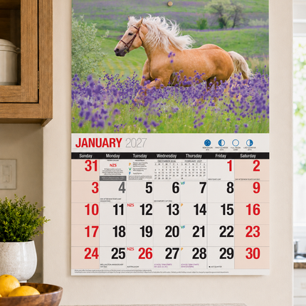 Horses - 2027 Rectangle Wall Calendar 16 Months Animal Pet Planner New Year Gift image 4