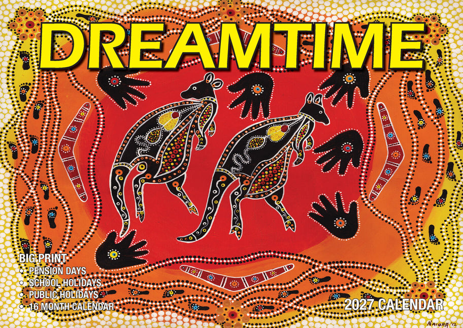 The Dreamtime - 2027 Rectangle Wall Calendar 16 Months Aboriginal Art New Year image 1