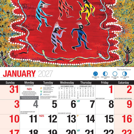 The Dreamtime - 2027 Rectangle Wall Calendar 16 Months Aboriginal Art New Year image 3