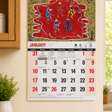 The Dreamtime - 2027 Rectangle Wall Calendar 16 Months Aboriginal Art New Year image 4