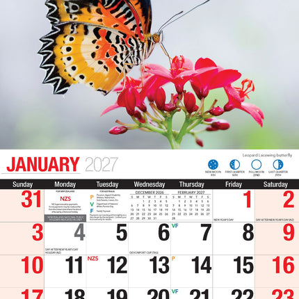 Butterflies - 2027 Rectangle Wall Calendar 16 Months Colorful Butterfly Photos image 3
