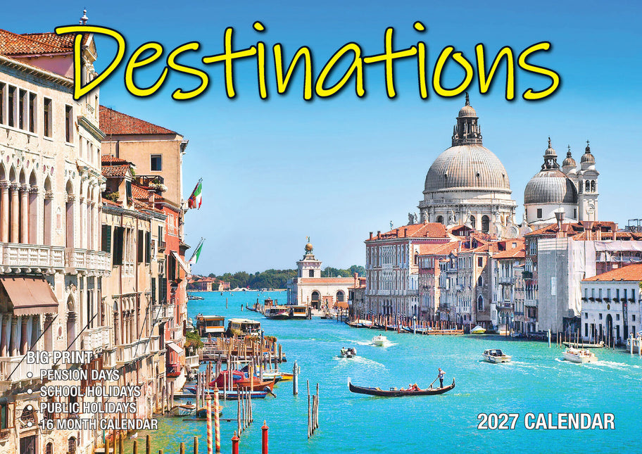 Destinations - 2027 Rectangle Wall Calendar 16 Months Planner Travel Photos Gift image 1