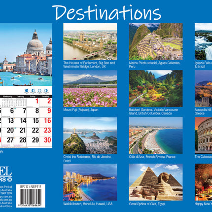 Destinations - 2027 Rectangle Wall Calendar 16 Months Planner Travel Photos Gift image 2