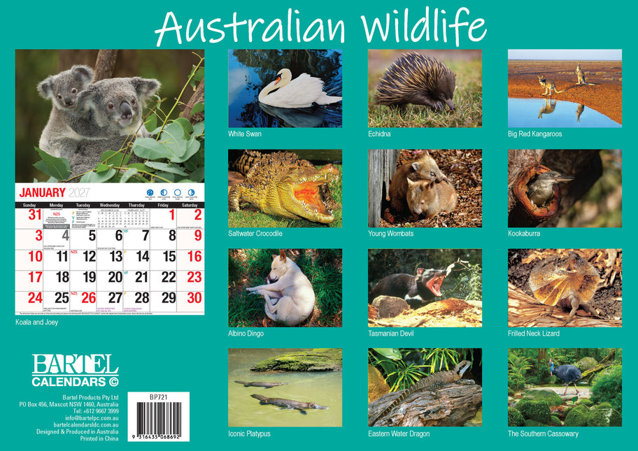 Australian Wildlife - 2027 Rectangle Wall Calendar 16 Months Animal Photography image 2