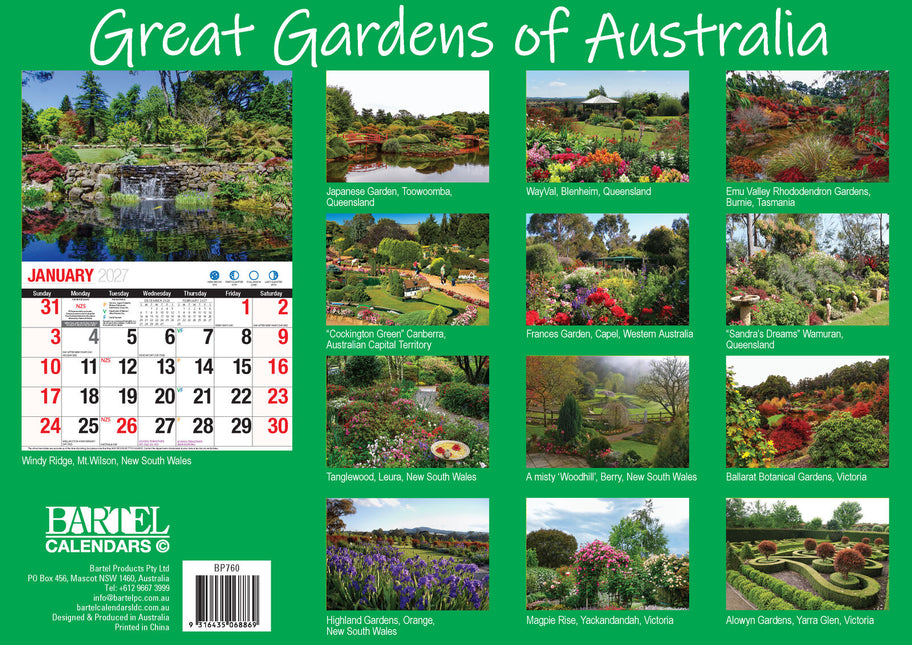 Great Gardens - 2027 Rectangle Wall Calendar 16 Months Beautiful Garden Photos image 2