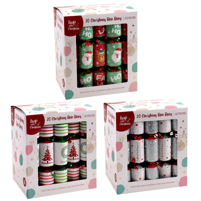 20x 22cm Large Christmas Bon Bons Xmas Foil Luxury Premium Crackers Gift Fun Toy