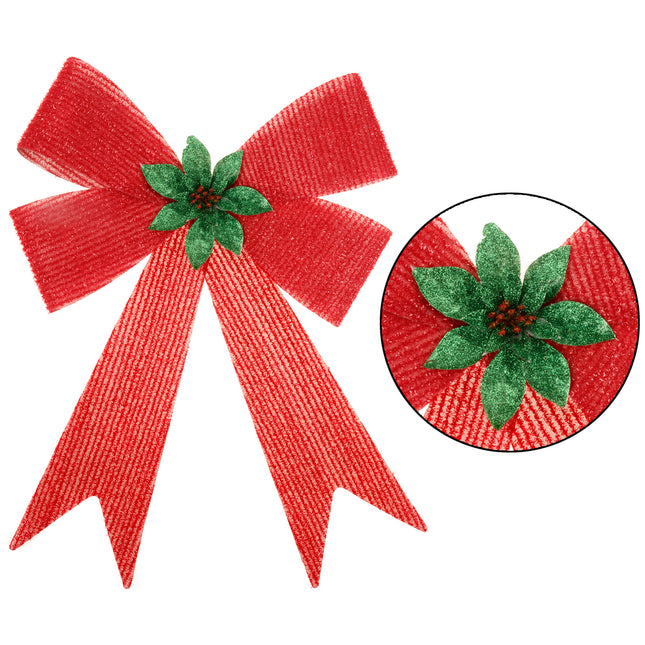 2x Large 56cm Christmas Bow Set Hessian Knot Door Window Wreath Xmas Decoration