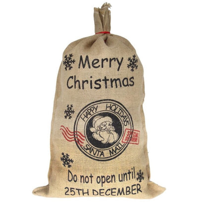 50x70cm Canvas Hessian Christmas Santa Sack Xmas Stocking Reindeer Kids Gift Bag - Zmart Australia