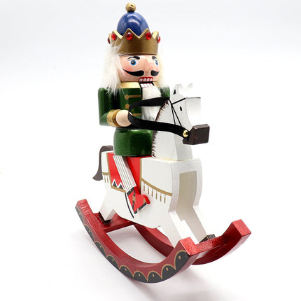 30cm 12" Christmas Wooden Nutcracker Soldier Puppet Rocking Horse Xmas Ornament - Zmart Australia