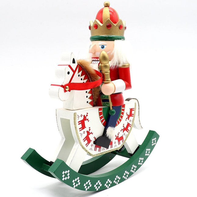 30cm 12" Christmas Wooden Nutcracker Soldier Puppet Rocking Horse Xmas Ornament - Zmart Australia