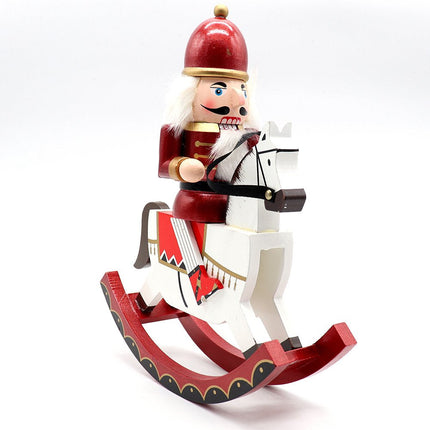 30cm 12" Christmas Wooden Nutcracker Soldier Puppet Rocking Horse Xmas Ornament - Zmart Australia