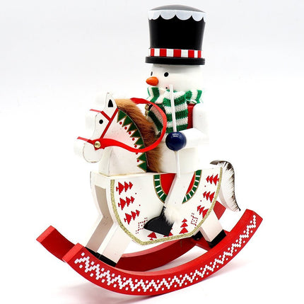 30cm 12" Christmas Wooden Nutcracker Soldier Puppet Rocking Horse Xmas Ornament - Zmart Australia