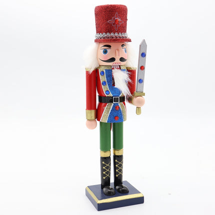 30cm 12" Christmas Wooden Nutcracker Soldier Puppet Guard Statue Xmas Ornament - Zmart Australia