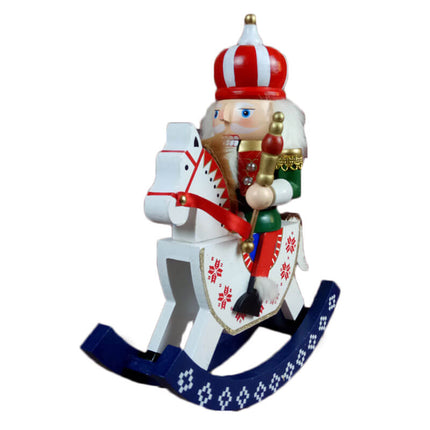 30cm 12" Christmas Wooden Nutcracker Soldier Puppet Rocking Horse Xmas Ornament - Zmart Australia