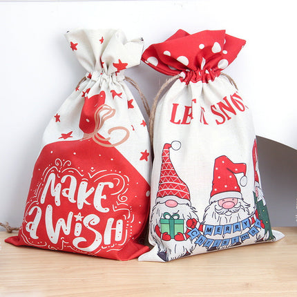 30x50cm Christmas Sack Canvas Hessian Candy Bags Xmas Santa Stocking Kids Gift - Zmart Australia