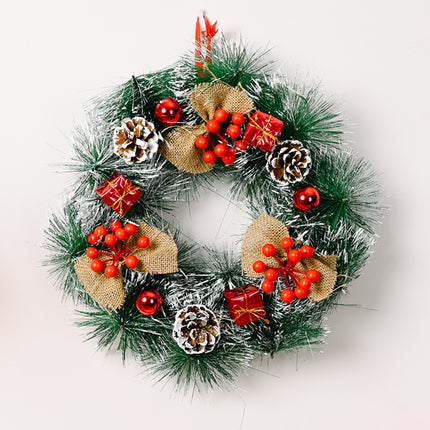 31cm 12" Christmas Wreath Door Garland w Pinecone Red Berry Xmas Wall Tree D???cor