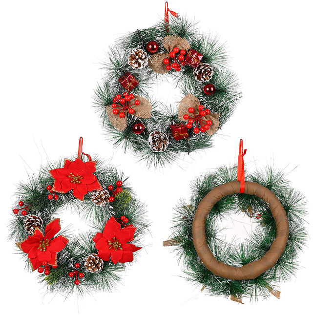 31cm 12" Christmas Wreath Door Garland w Pinecone Red Berry Xmas Wall Tree D???cor