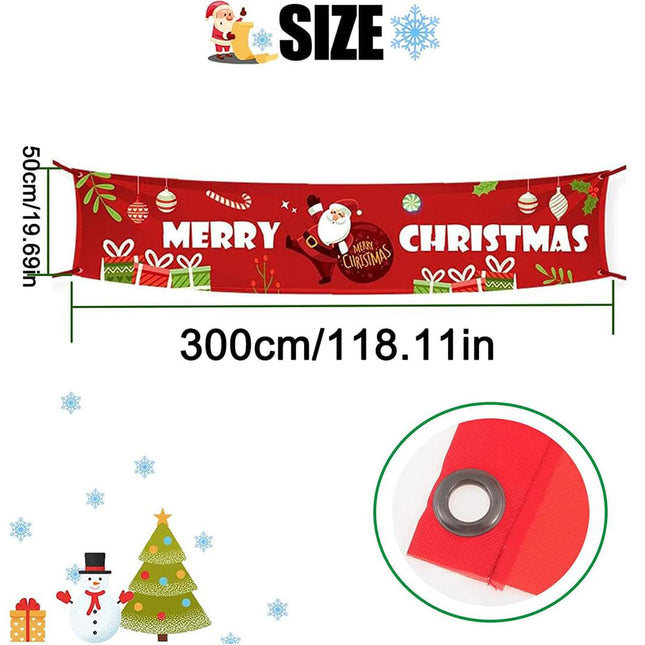 3m Large Christmas Hanging Banner Sign Bunting Party Ornament Outdoor Home Decor - Zmart Australia