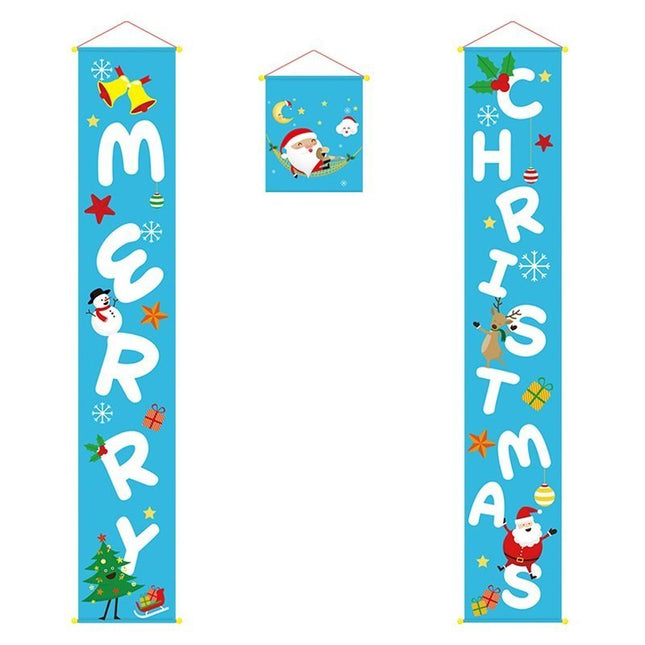 3PCS Christmas Door Banner Window Hanging Flag Home Decor Santa Deer Ornaments - Zmart Australia