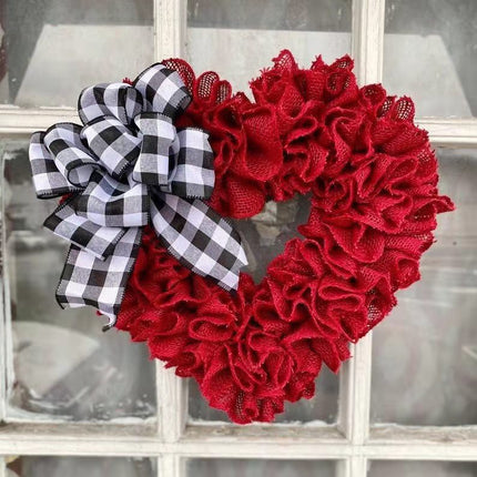 40cm Christmas Valentine's Day Red Heart Wreath Love Bow Door Home Hanging D???cor