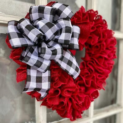 40cm Christmas Valentine's Day Red Heart Wreath Love Bow Door Home Hanging D???cor