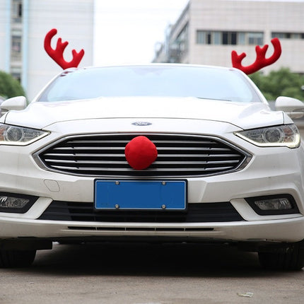 3PCS Premium Christmas Car Truck Costume Reindeer Antlers Red Nose Xmas Decor - Zmart Australia