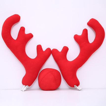 3PCS Premium Christmas Car Truck Costume Reindeer Antlers Red Nose Xmas Decor - Zmart Australia