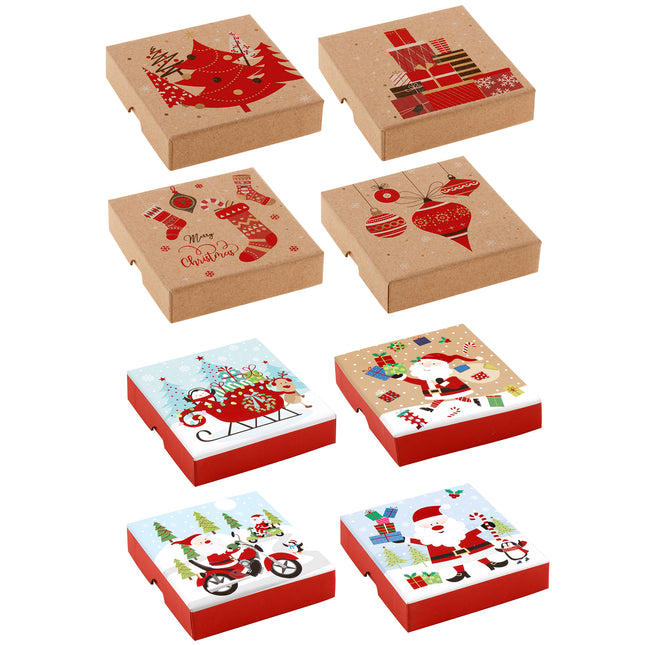 4x Christmas Square Gift Box Set Xmas Packaging Wrap Candy Treat Present D???cor