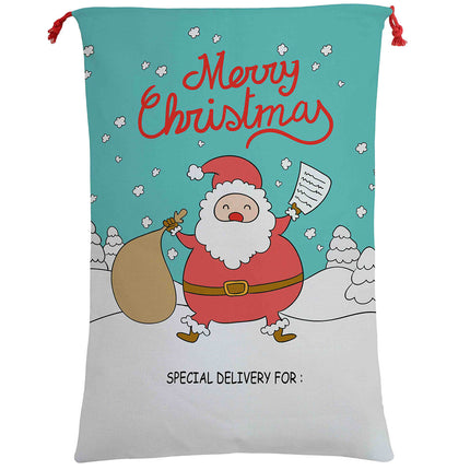 50x70cm Canvas Hessian Christmas Santa Sack Xmas Stocking Reindeer Kids Gift Bag - Zmart Australia