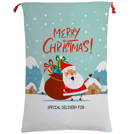 50x70cm Canvas Hessian Christmas Santa Sack Xmas Stocking Reindeer Kids Gift Bag - Zmart Australia