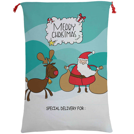 50x70cm Canvas Hessian Christmas Santa Sack Xmas Stocking Reindeer Kids Gift Bag - Zmart Australia