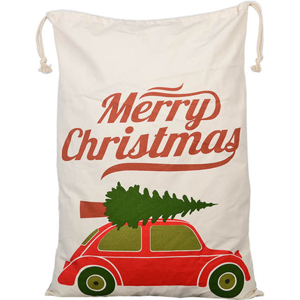 50x70cm Canvas Hessian Christmas Santa Sack Xmas Stocking Reindeer Kids Gift Bag - Zmart Australia