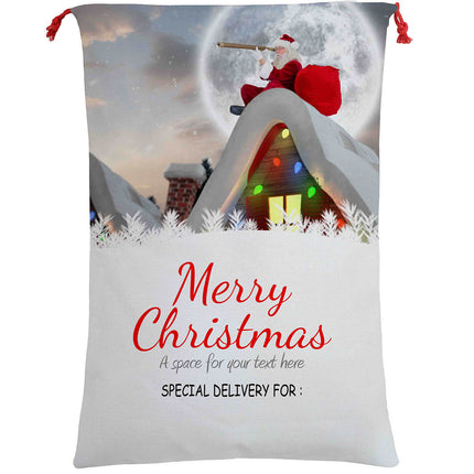 50x70cm Canvas Hessian Christmas Santa Sack Xmas Stocking Reindeer Kids Gift Bag - Zmart Australia