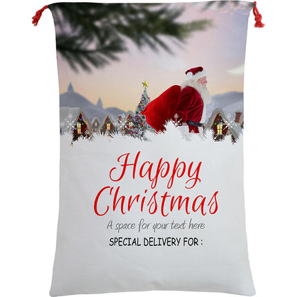 50x70cm Canvas Hessian Christmas Santa Sack Xmas Stocking Reindeer Kids Gift Bag - Zmart Australia