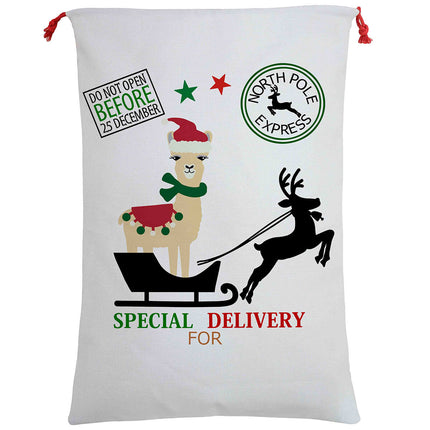 50x70cm Canvas Hessian Christmas Santa Sack Xmas Stocking Reindeer Kids Gift Bag - Zmart Australia