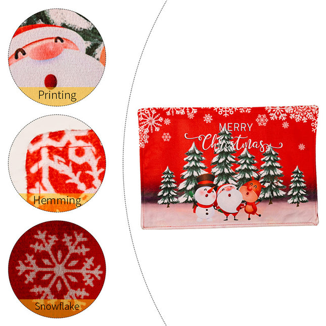 5x Christmas Place Mats Santa Table Wear Cloth Xmas Dinner Ornament Party D???cor