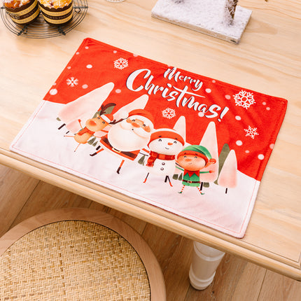 5x Christmas Place Mats Santa Table Wear Cloth Xmas Dinner Ornament Party D???cor