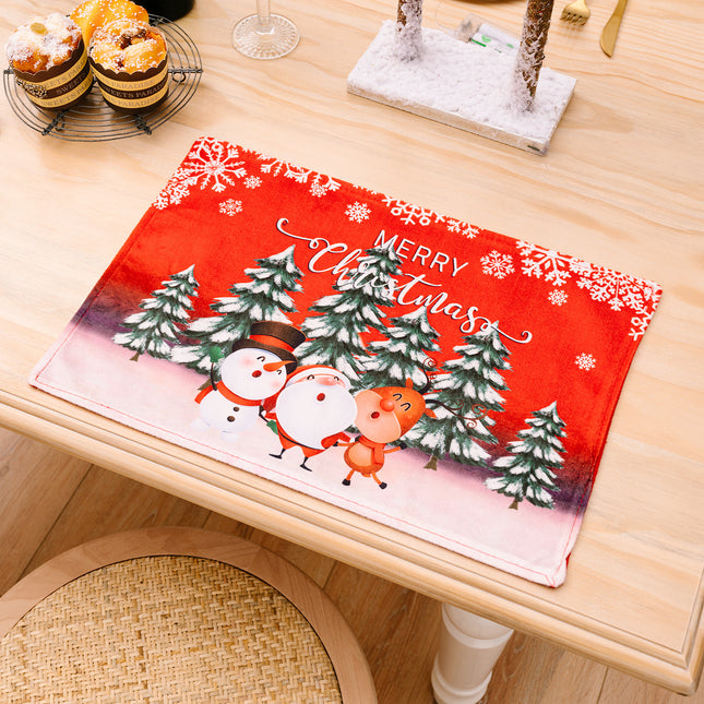 5x Christmas Place Mats Santa Table Wear Cloth Xmas Dinner Ornament Party D???cor