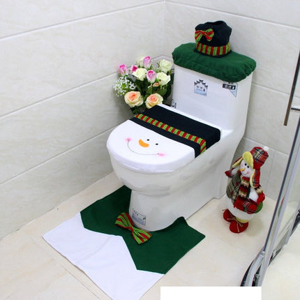 4pcs Christmas Toilet Seat Cover Rug Bathroom Set Santa Snowman Xmas Home Decor - Zmart Australia