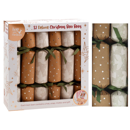 6-12x Large Deluxe Christmas Bon Bons Xmas Foil Luxury Crackers Party Game Gift